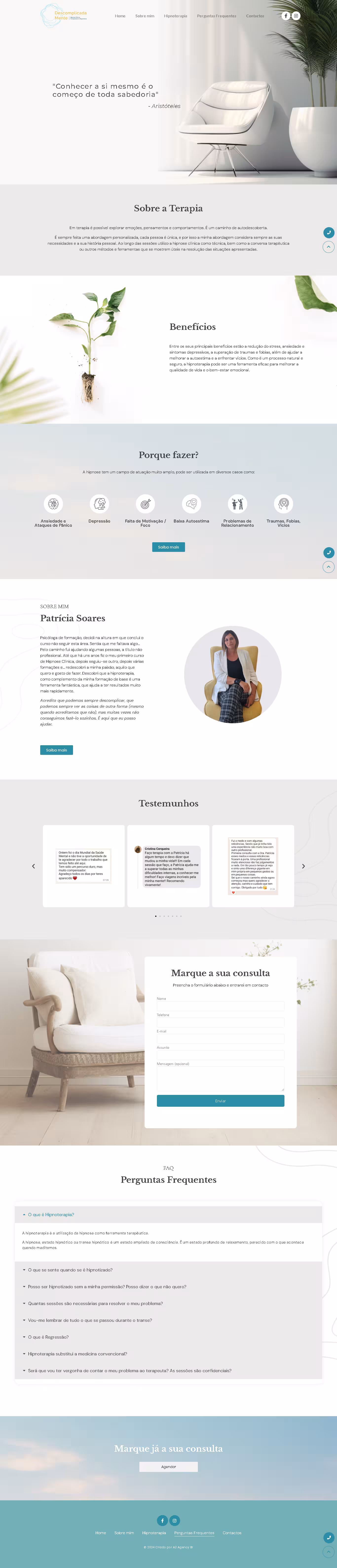 Página inteira do site site para psicólogo Patrícia Soares, criado pela A2